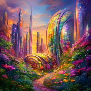 Deckleworld Architecture style, Midjourney V6.1: megacity with futuristic bioarchitecture