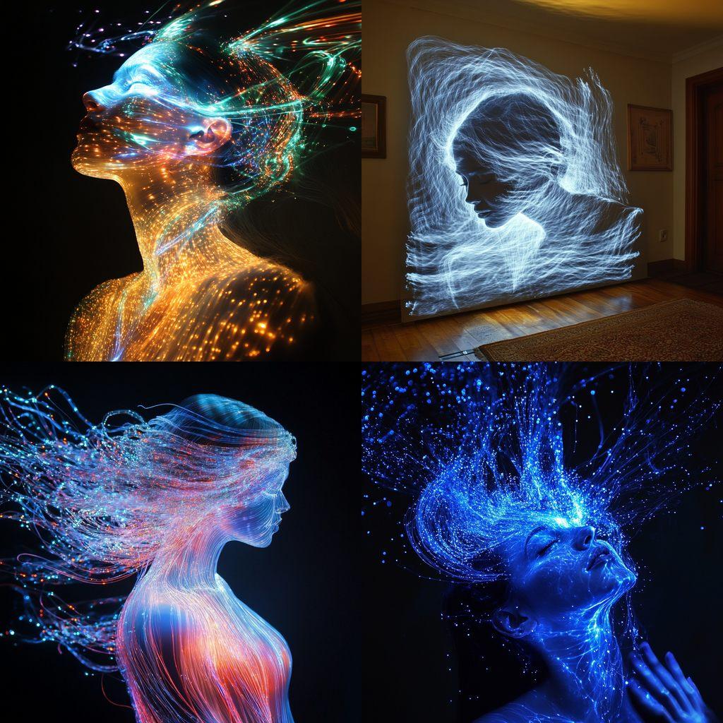 Fiber optic light painting style, Midjourney V6.1, render 1 of 4