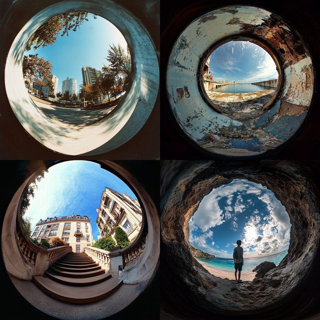 Fish-eye view style, Midjourney V6.1, render 1 of 4