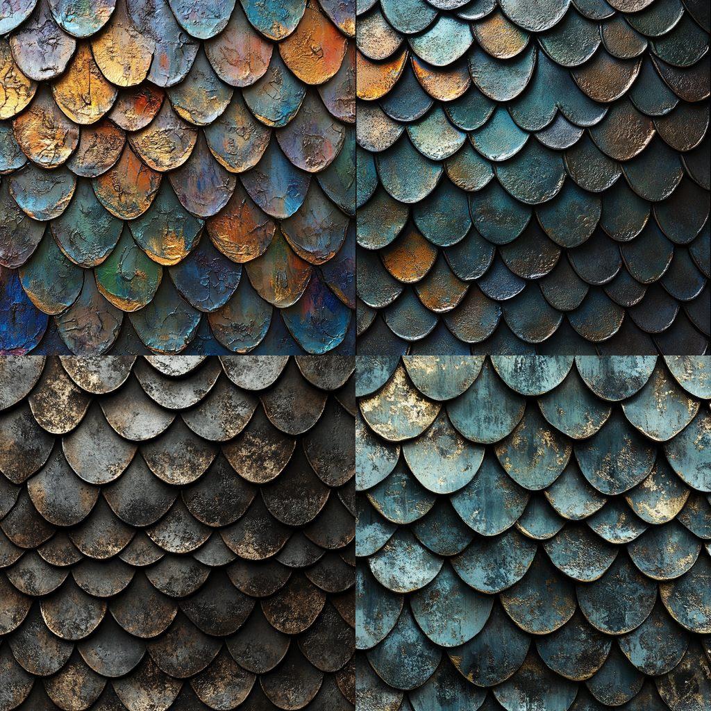 Fish scale texture style, Midjourney V6.1, render 1 of 4