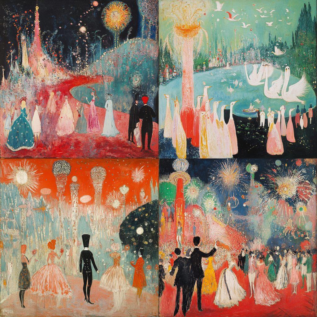 Florine Stettheimer style, Midjourney V6.1, render 1 of 4