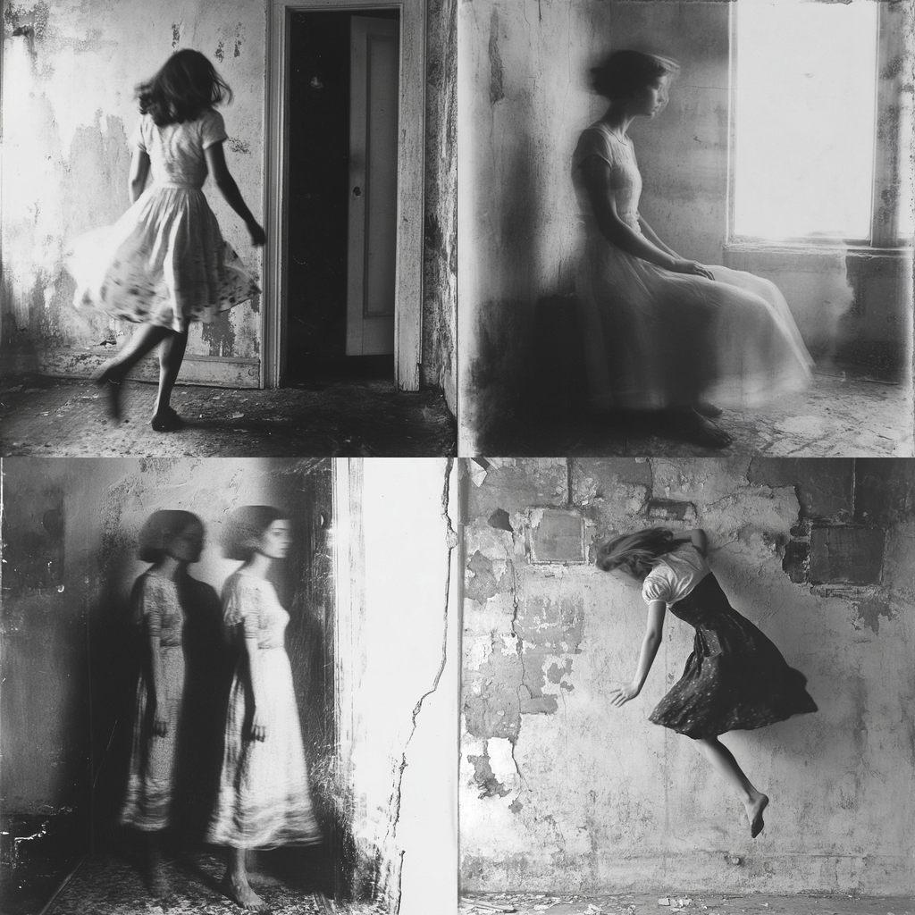 Francesca Woodman style, Midjourney V6.1, render 1 of 4