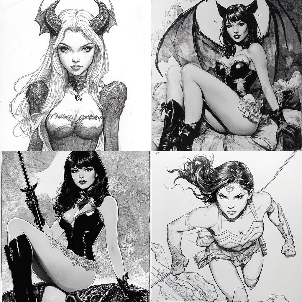 Frank Cho style, Midjourney V6.1, render 1 of 4