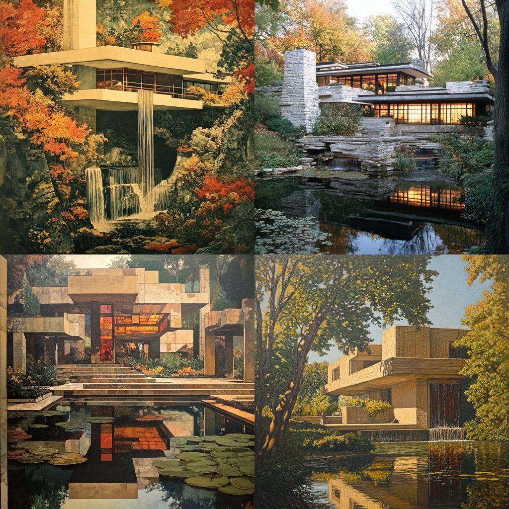Frank Lloyd Wright style, Midjourney V6.1, render 1 of 4