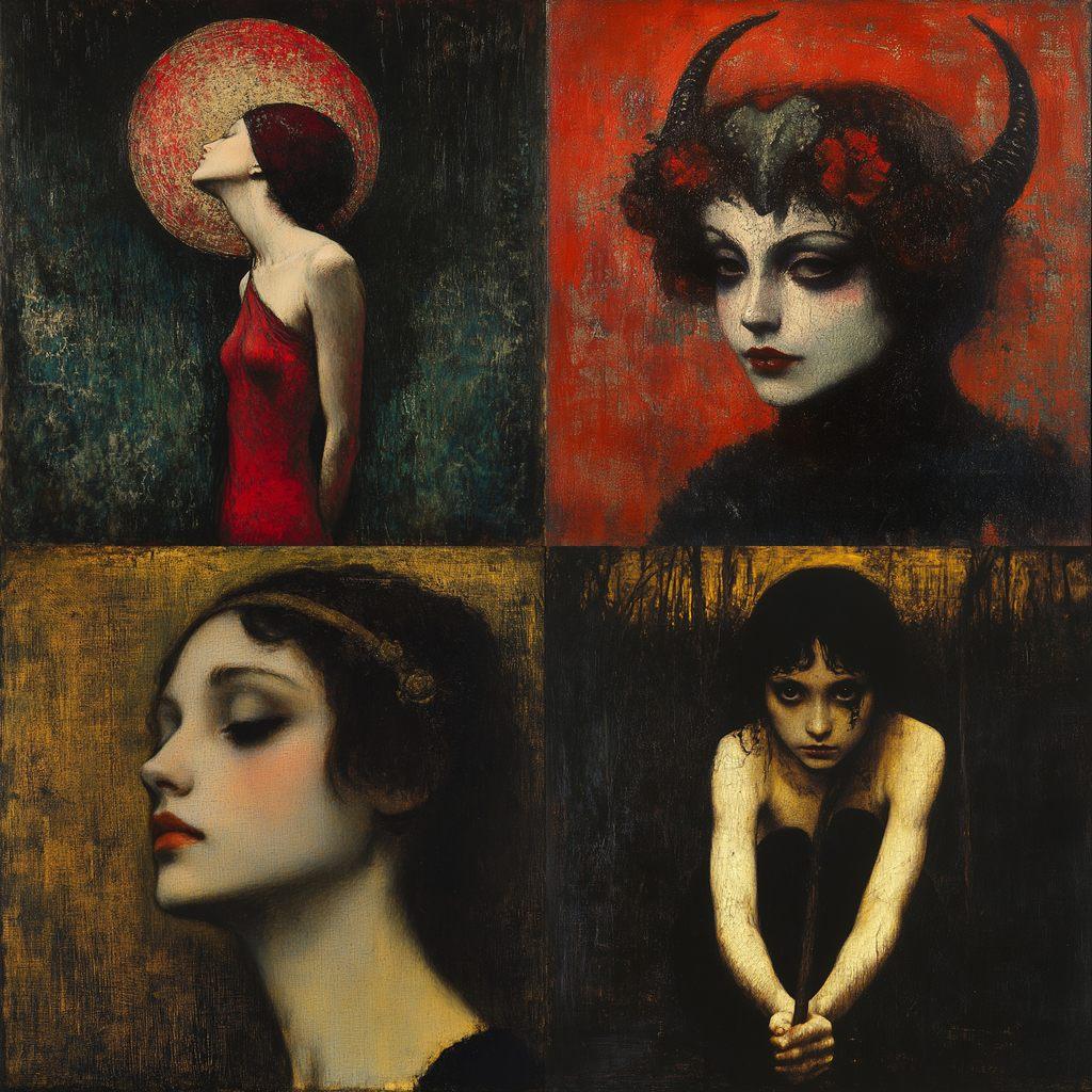 Franz von Stuck style, Midjourney V6.1, render 1 of 4