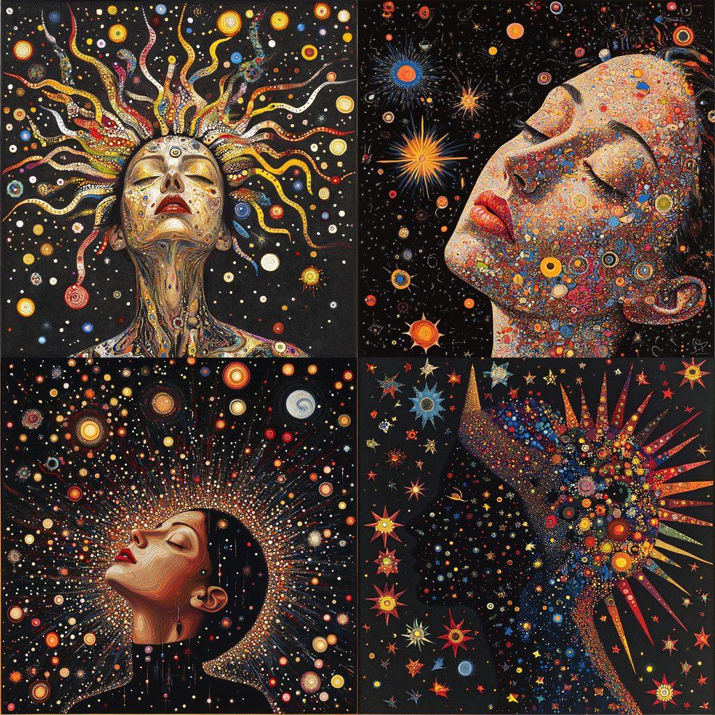Fred Tomaselli style, Midjourney V6.1, render 1 of 4