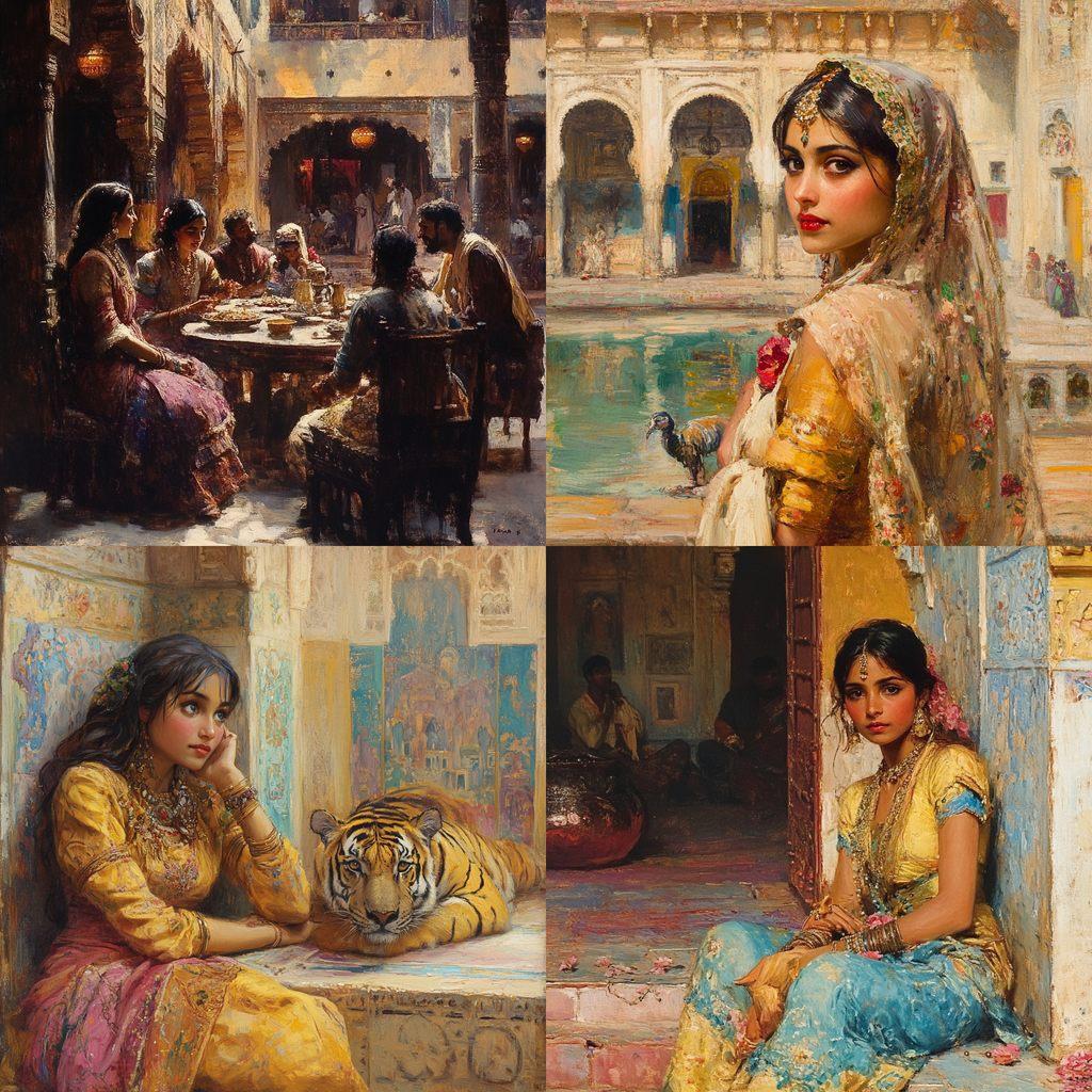 Frederick Arthur Bridgman style, Midjourney V6.1, render 1 of 4