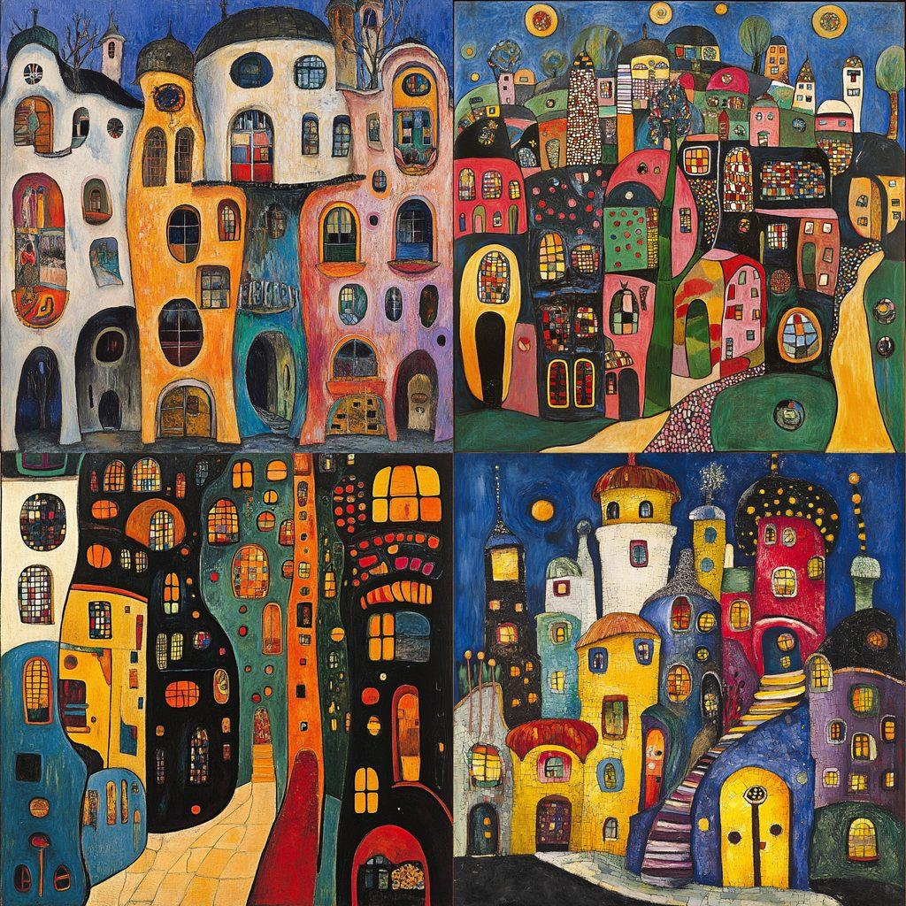 Friedensreich Hundertwasser style, Midjourney V6.1, render 1 of 4