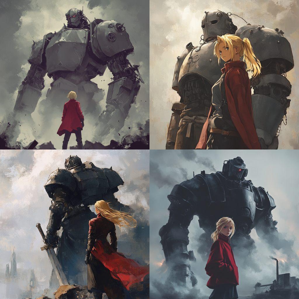 Fullmetal Alchemist style, Midjourney V6.1, render 1 of 4