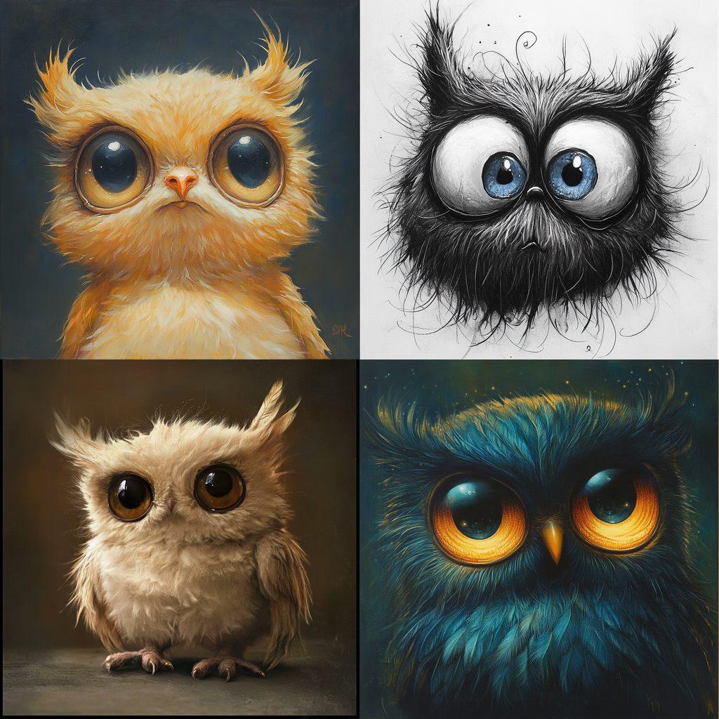 Furby style, Midjourney V6.1, render 1 of 4
