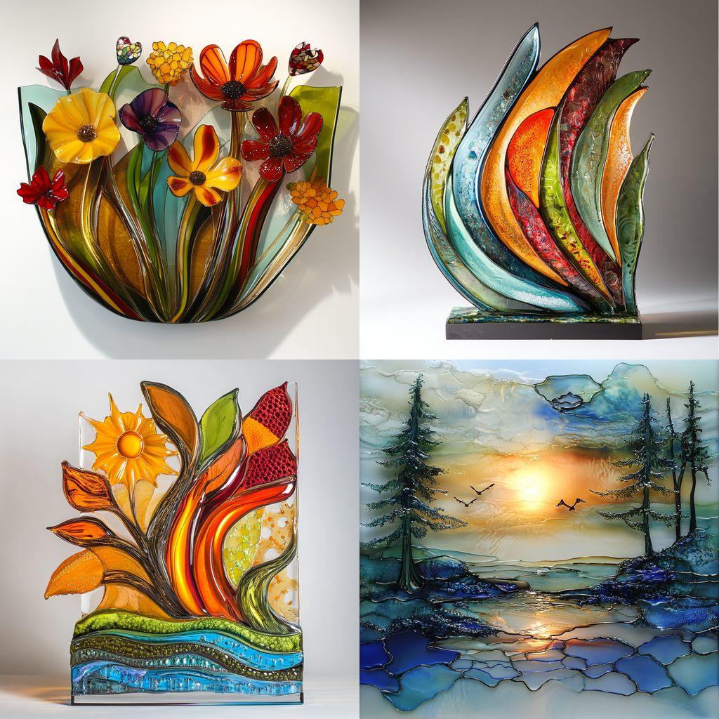 Fused glass style, Midjourney V6.1, render 1 of 4