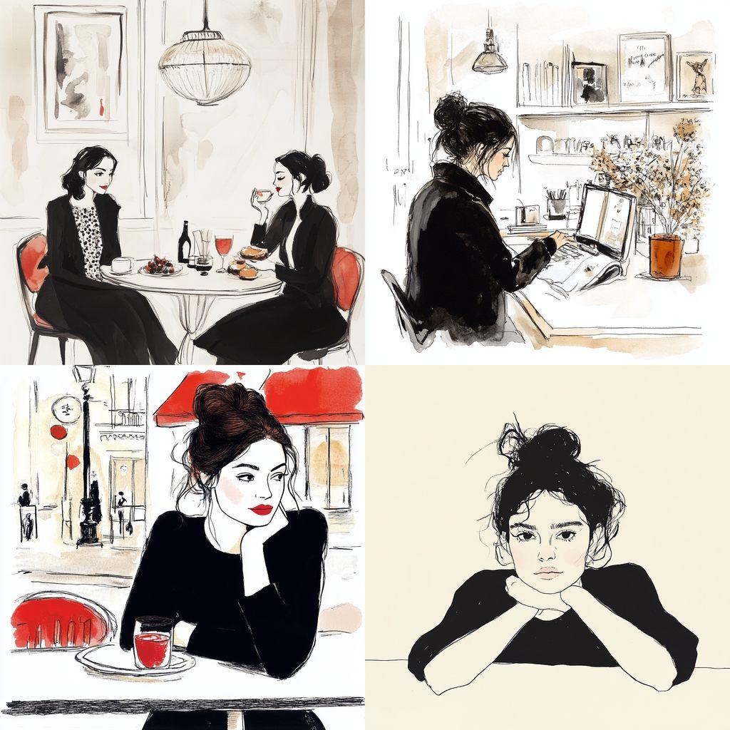 Garance Dore style, Midjourney V6.1, render 1 of 4