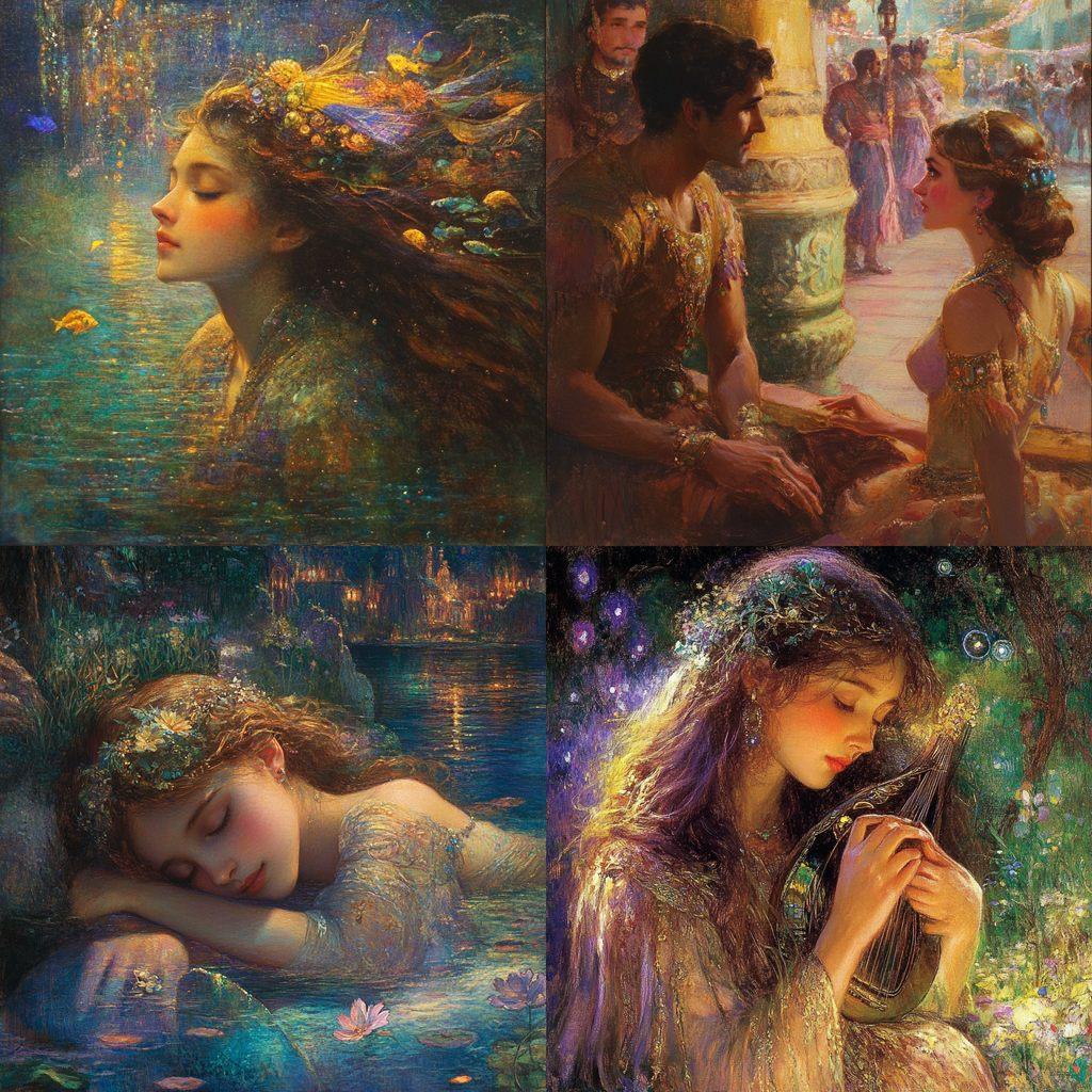 Gaston Bussiere style, Midjourney V6.1, render 1 of 4