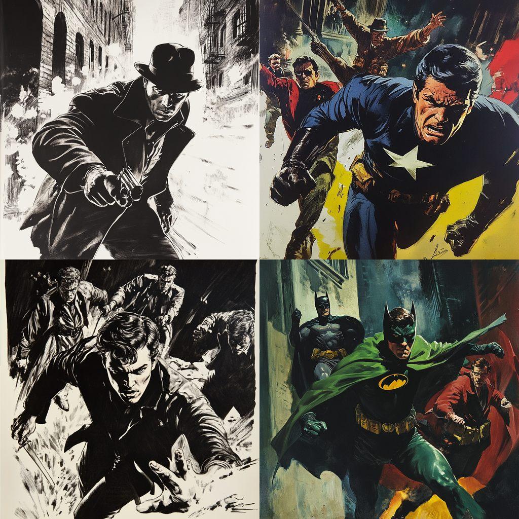 Gene Colan style, Midjourney V6.1, render 1 of 4