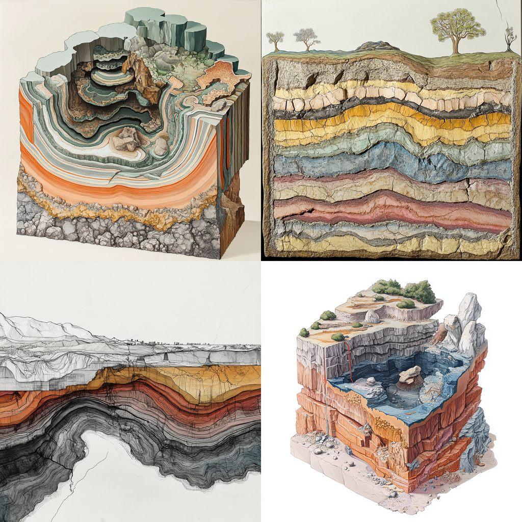 Geological cross-section style, Midjourney V6.1, render 1 of 4