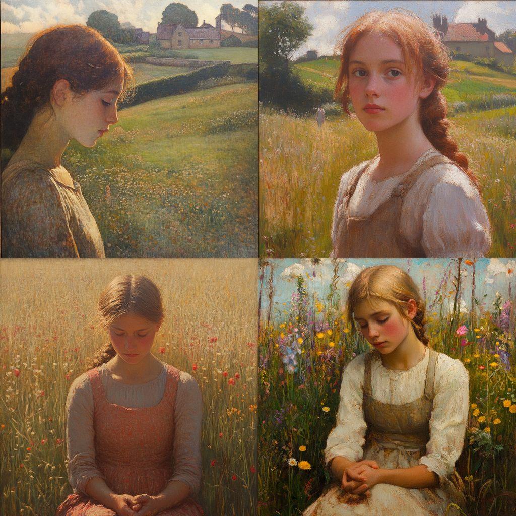 George Clausen style, Midjourney V6.1, render 1 of 4
