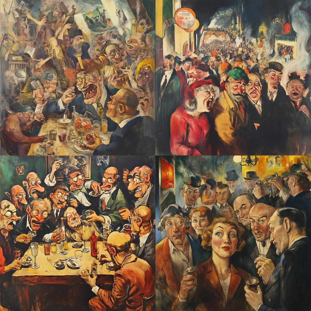 George Grosz style, Midjourney V6.1, render 1 of 4