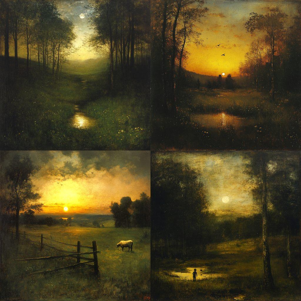 George Inness style, Midjourney V6.1, render 1 of 4