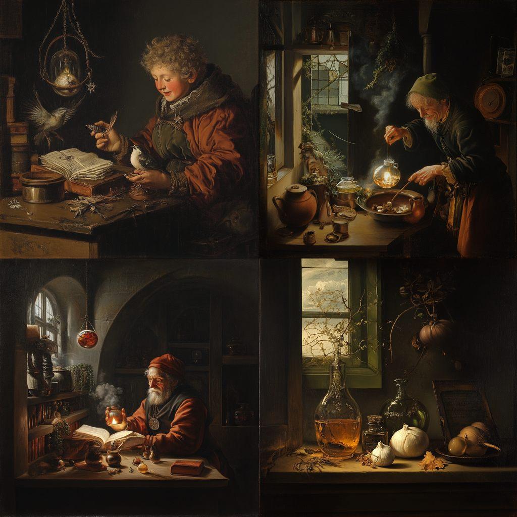 Gerrit Dou style, Midjourney V6.1, render 1 of 4