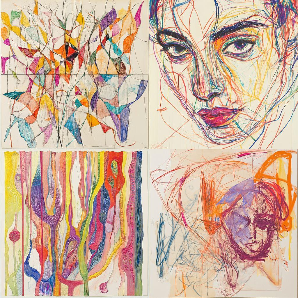 Ghada Amer style, Midjourney V6.1, render 1 of 4