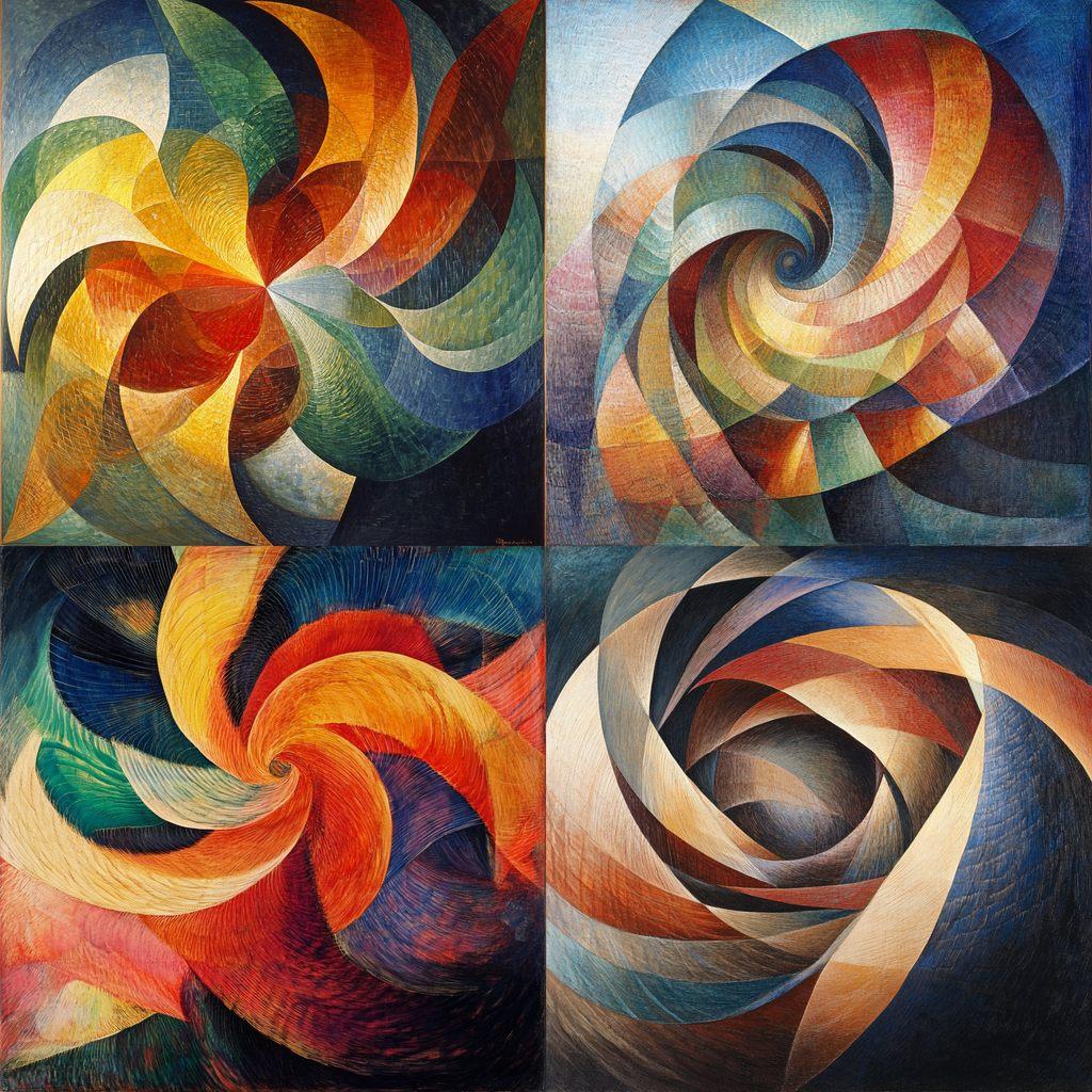 Giacomo Balla style, Midjourney V6.1, render 1 of 4