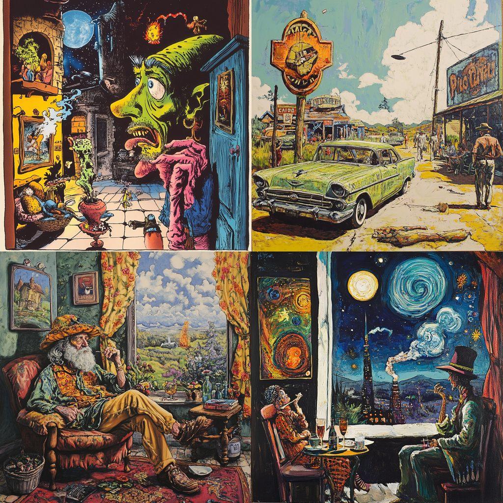 Gilbert Shelton style, Midjourney V6.1, render 1 of 4