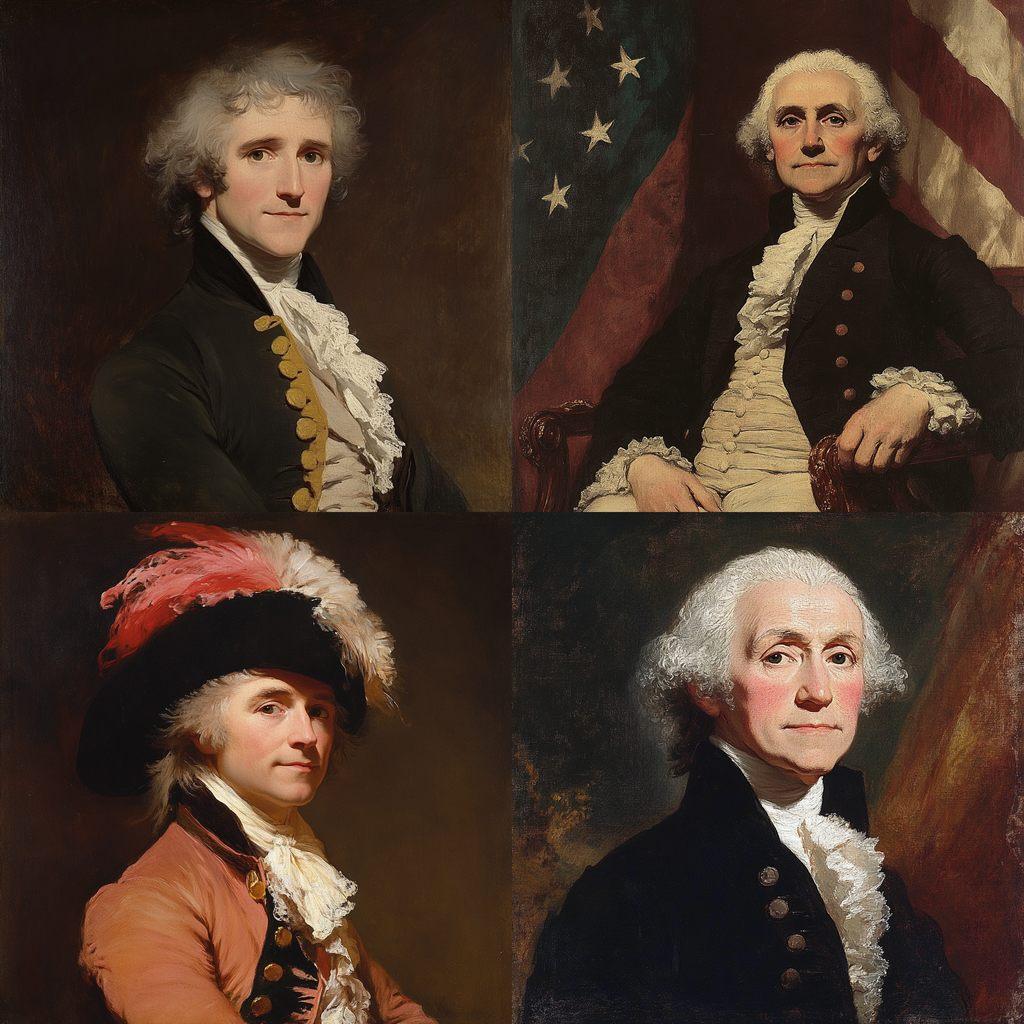 Gilbert Stuart style, Midjourney V6.1, render 1 of 4