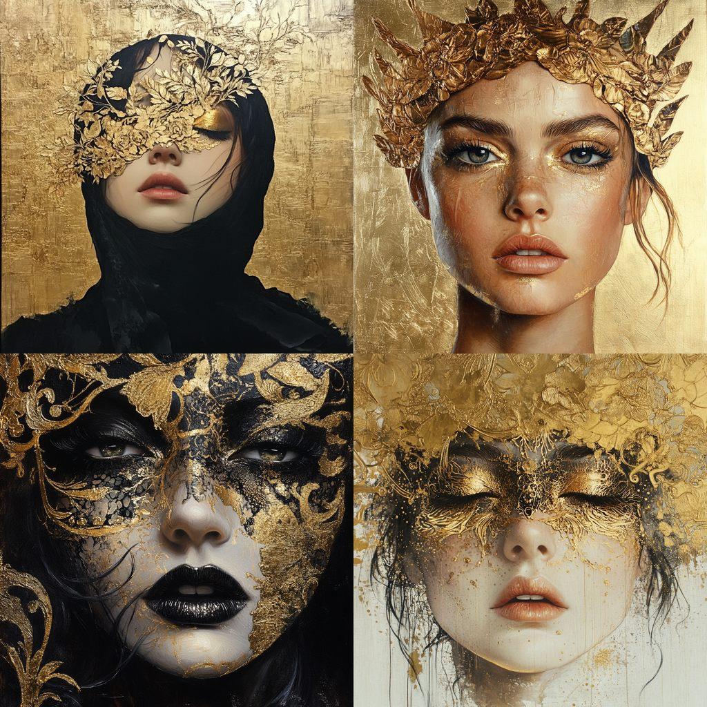 Gilded style, Midjourney V6.1, render 1 of 4