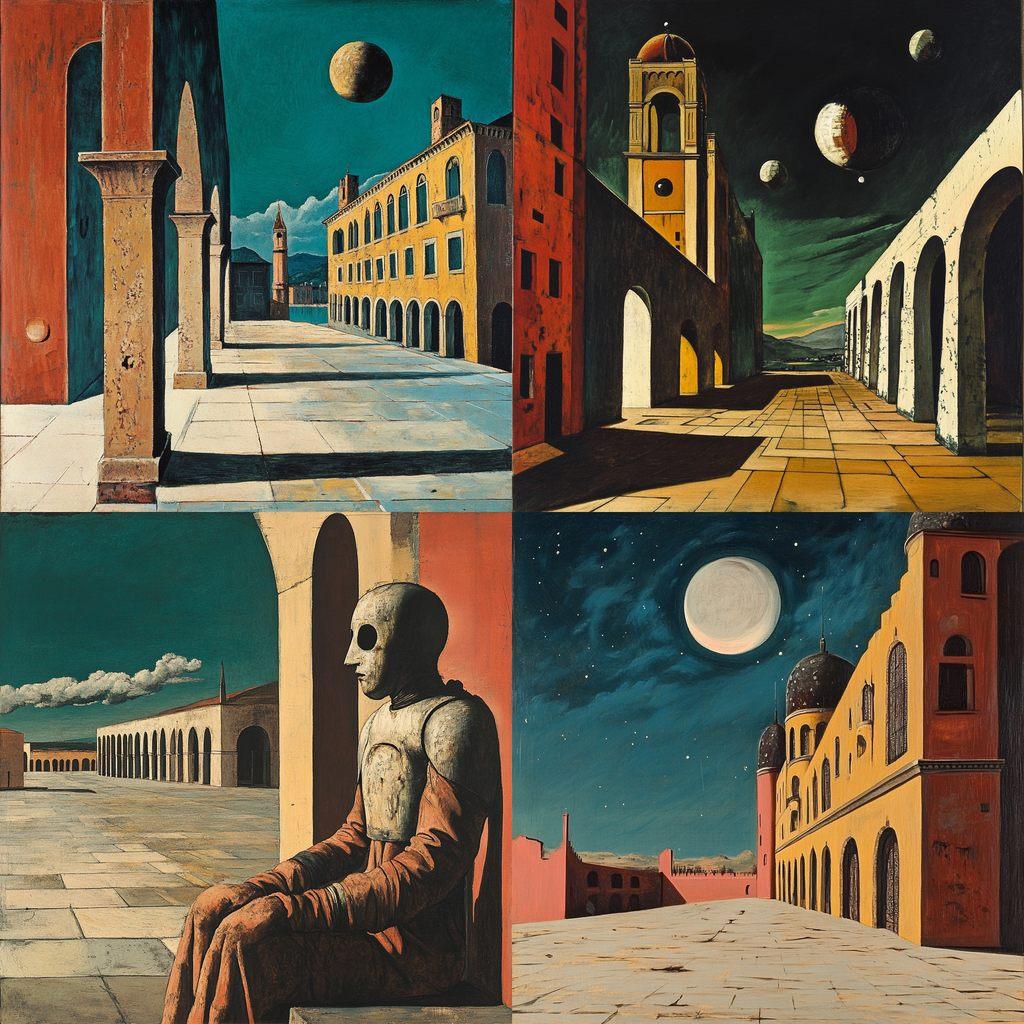 Giorgio de Chirico style, Midjourney V6.1, render 1 of 4