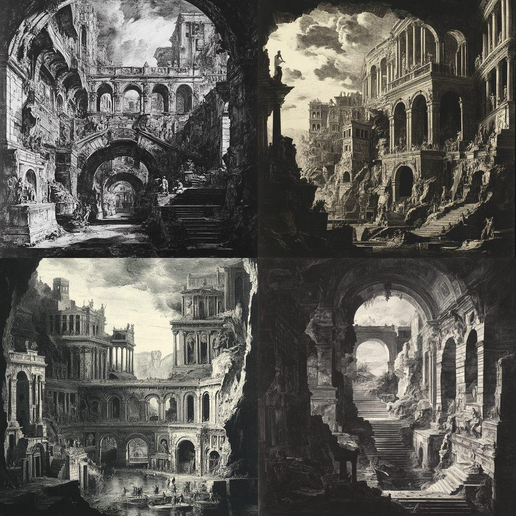 Giovanni Battista Piranesi style, Midjourney V6.1, render 1 of 4