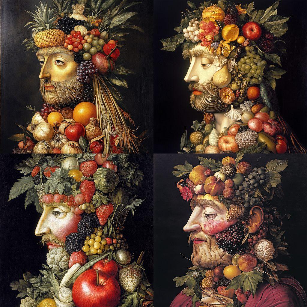 Giuseppe Arcimboldo style, Midjourney V6.1, render 1 of 4