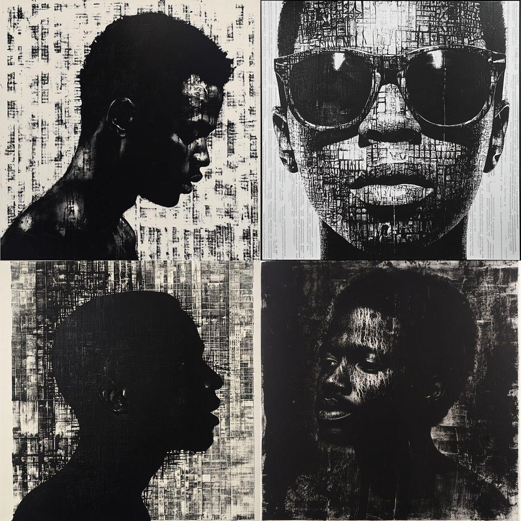 Glenn Ligon style, Midjourney V6.1, render 1 of 4