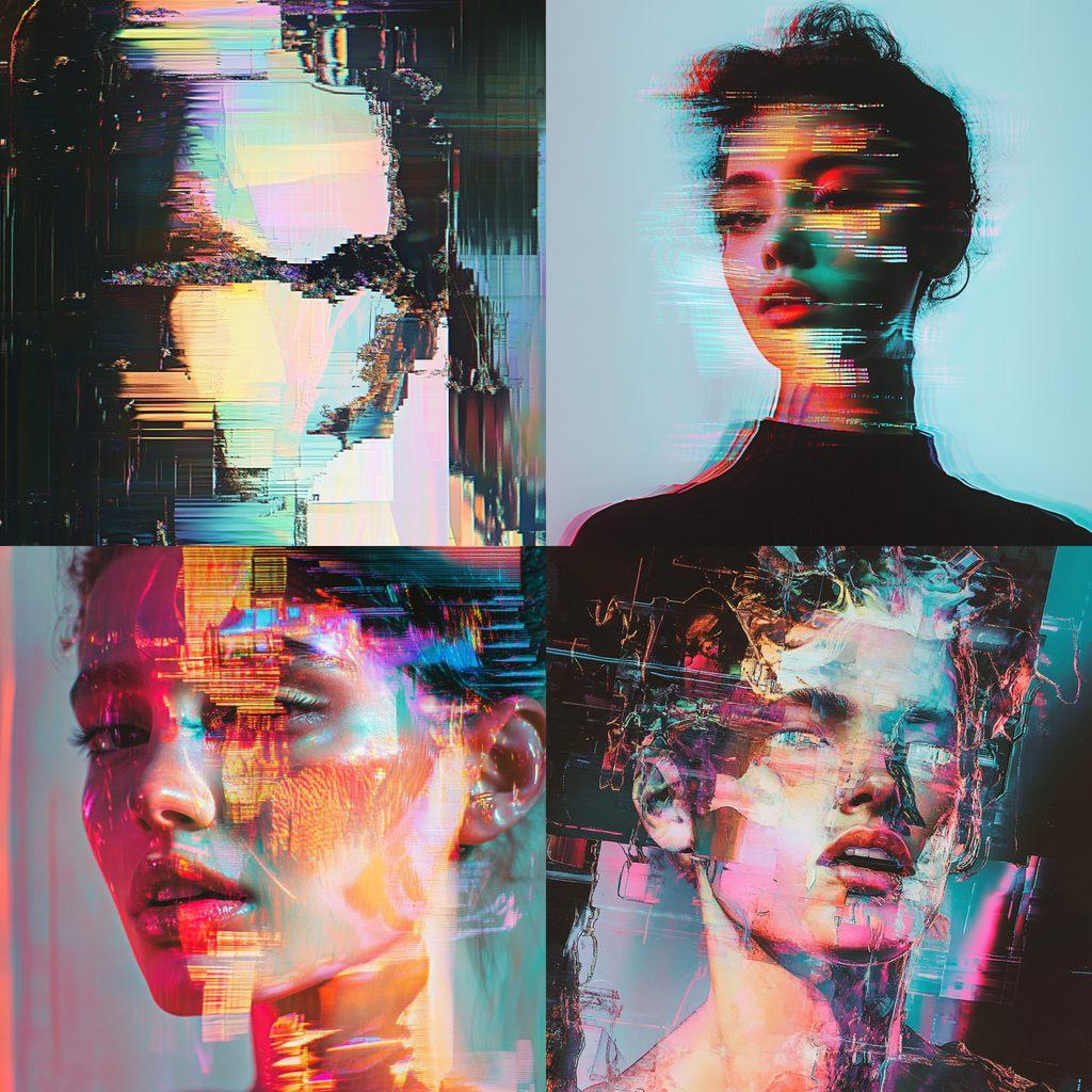 Glitchy style, Midjourney V6.1, render 1 of 4