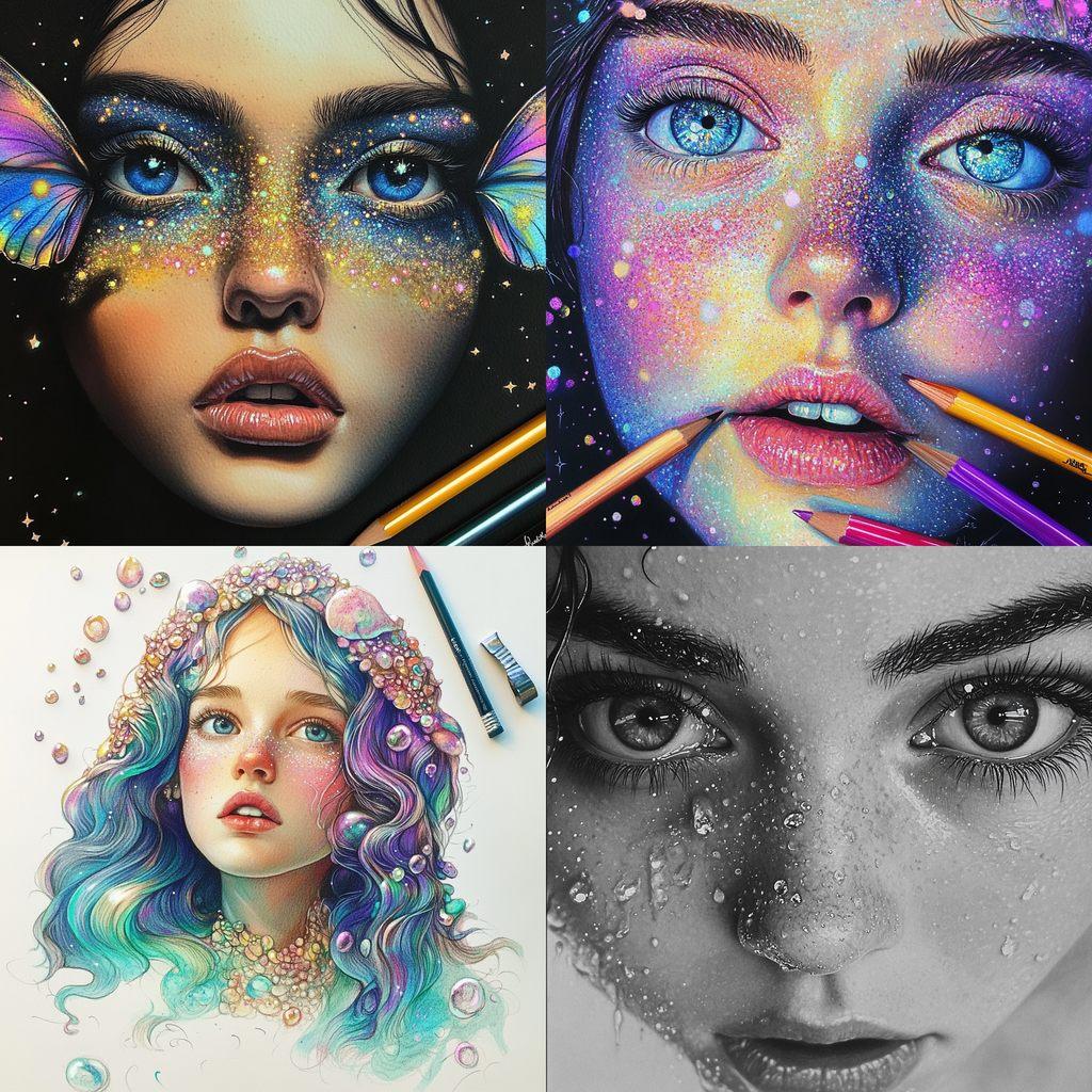 Glitter drawing style, Midjourney V6.1, render 1 of 4