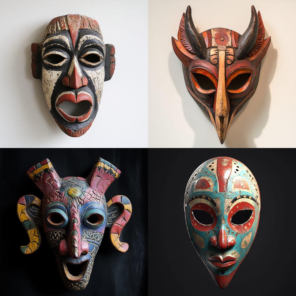 Gnaga mask style, Midjourney V6.1, render 1 of 4