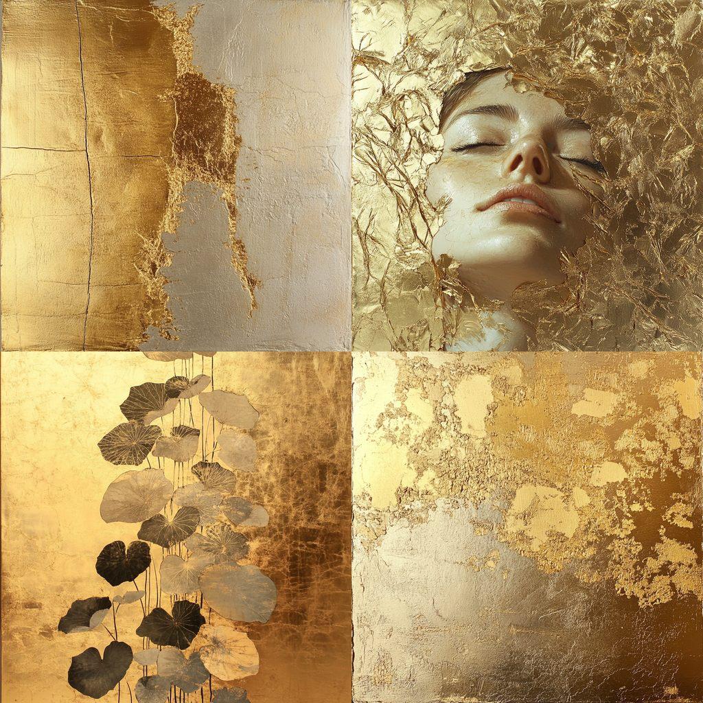 Gold leafing style, Midjourney V6.1, render 1 of 4