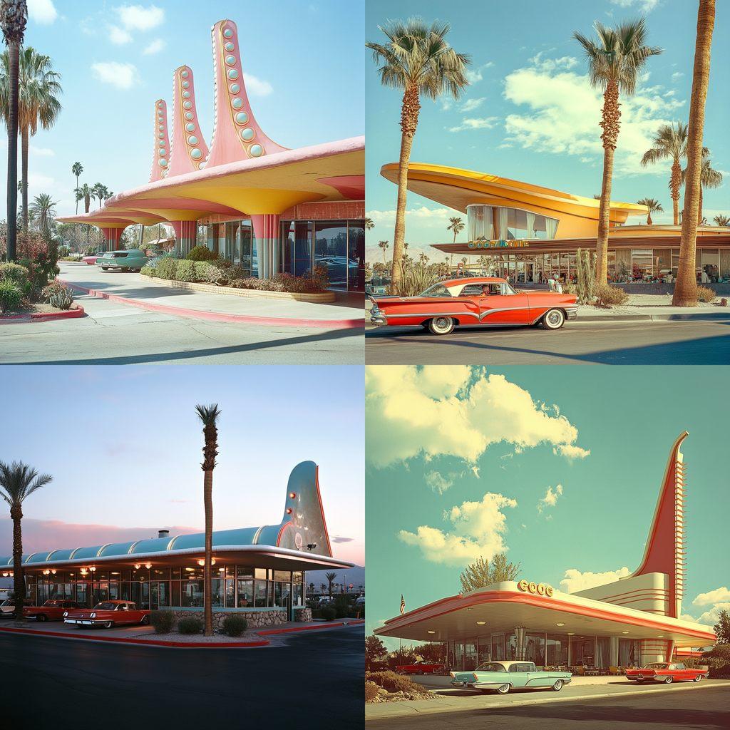 Googie architecture style, Midjourney V6.1, render 1 of 4