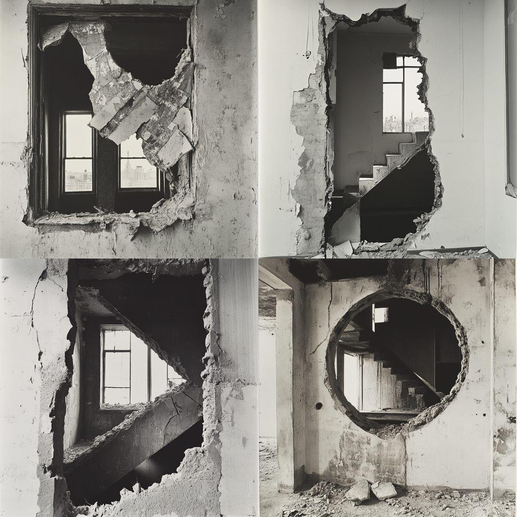 Gordon Matta-Clark style, Midjourney V6.1, render 1 of 4