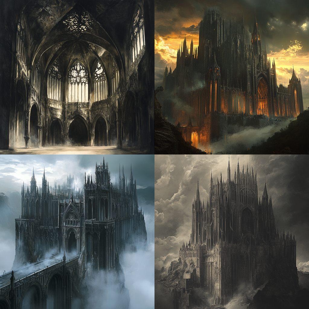 Gothic architecture style, Midjourney V6.1, render 1 of 4