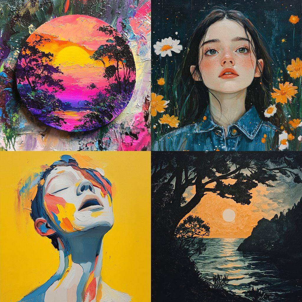 Gouache paint style, Midjourney V6.1, render 1 of 4