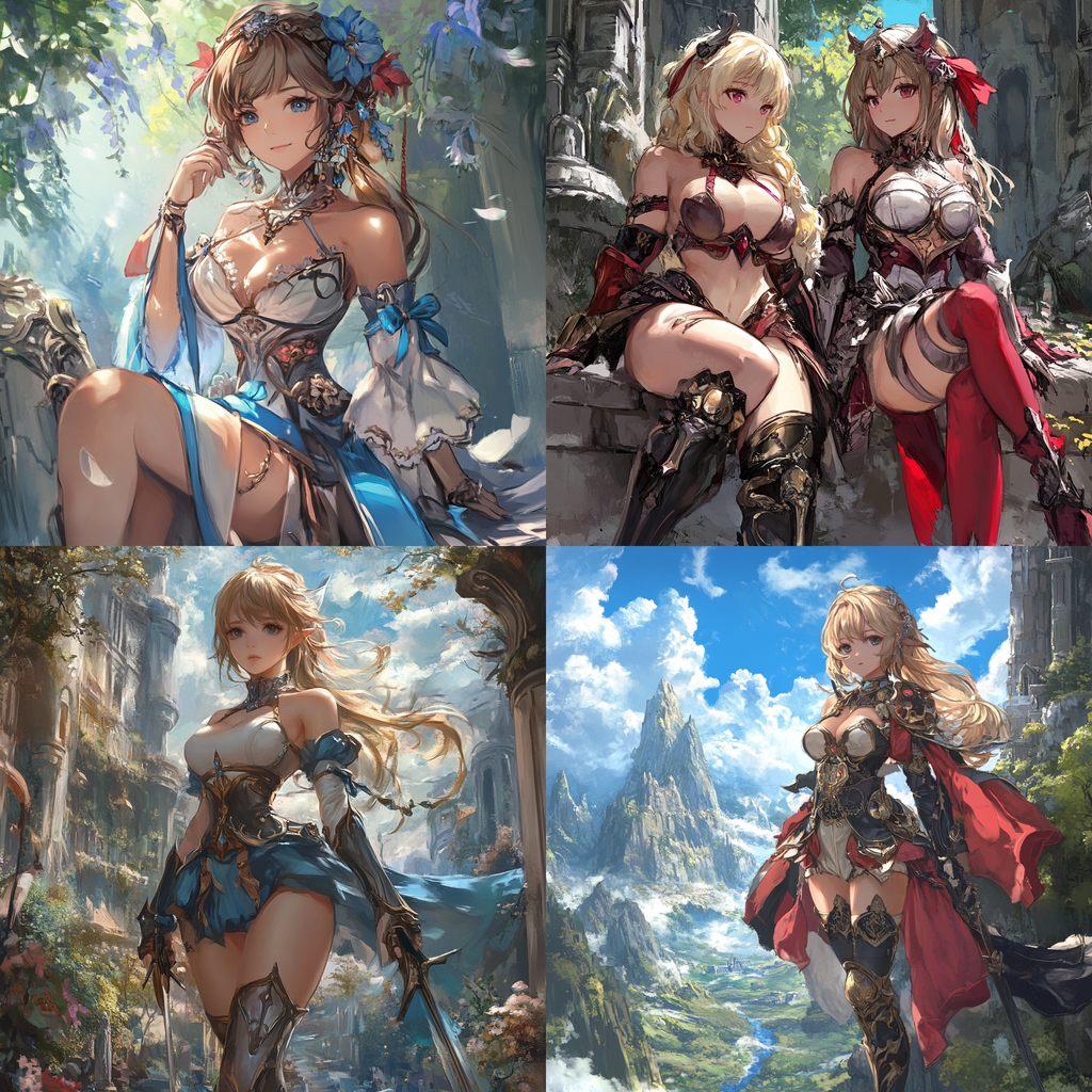 Granblue Fantasy style, Midjourney V6.1, render 1 of 4