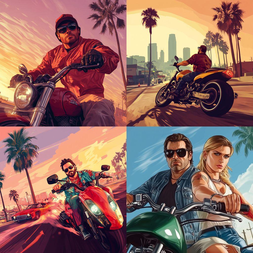 Grand Theft Auto style, Midjourney V6.1, render 1 of 4