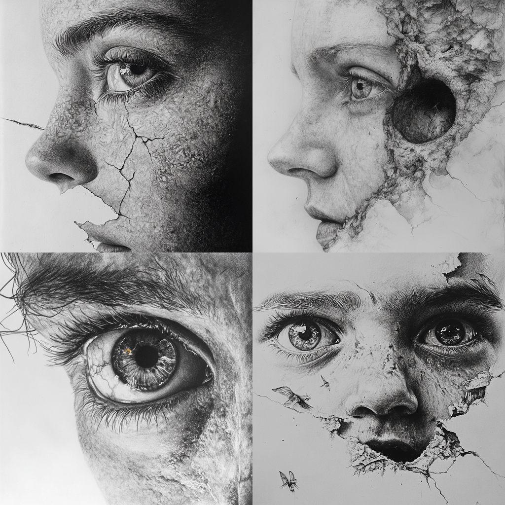 Graphite drawing style, Midjourney V6.1, render 1 of 4