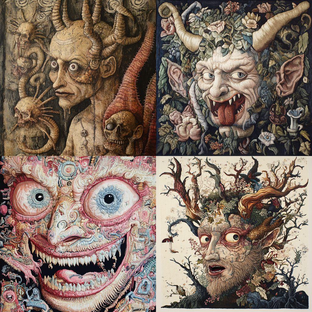 Grotesque tapestry style, Midjourney V6.1, render 1 of 4