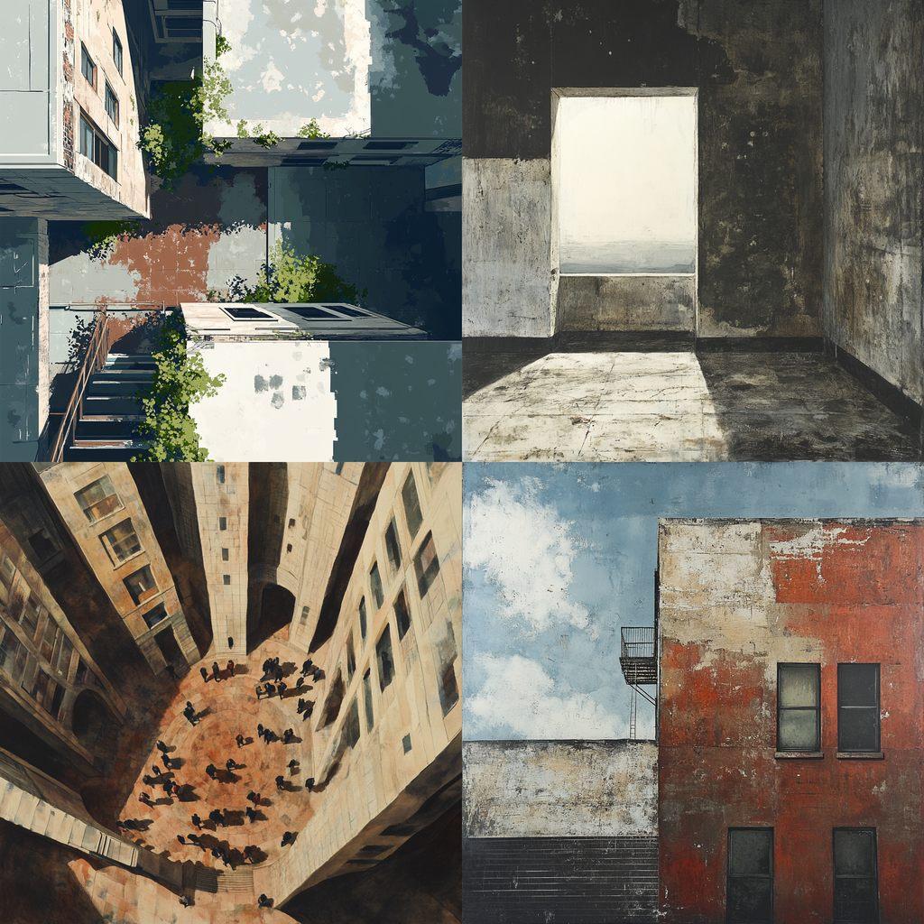 Ground-level view style, Midjourney V6.1, render 1 of 4
