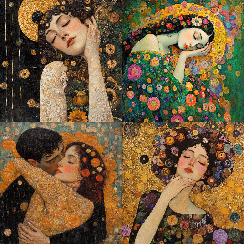 Gustav Klimt style, Midjourney V6.1, render 1 of 4