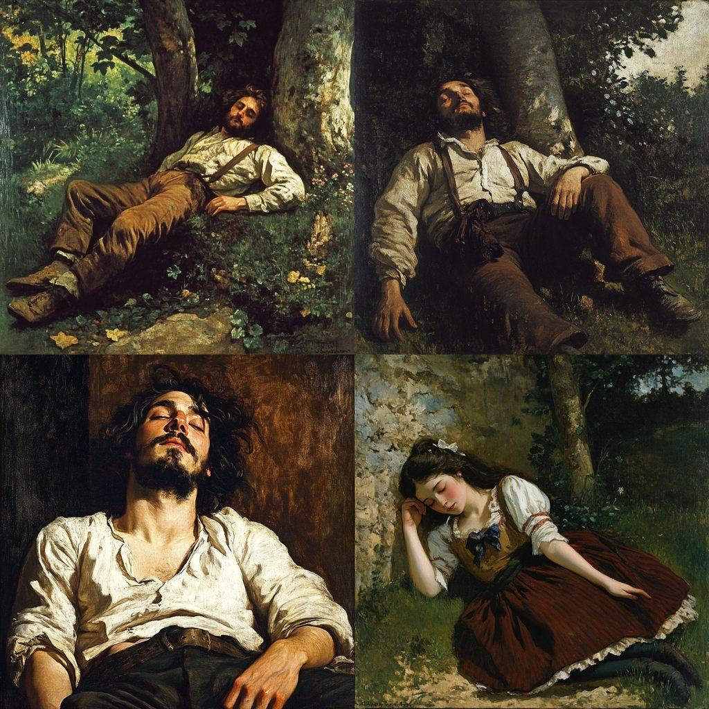 Gustave Courbet style, Midjourney V6.1, render 1 of 4