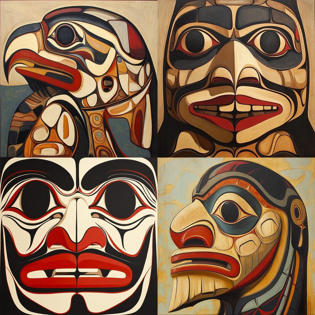 Haida art style, Midjourney V6.1, render 1 of 4