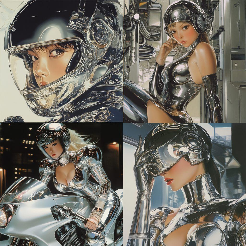 Hajime Sorayama style, Midjourney V6.1, render 1 of 4