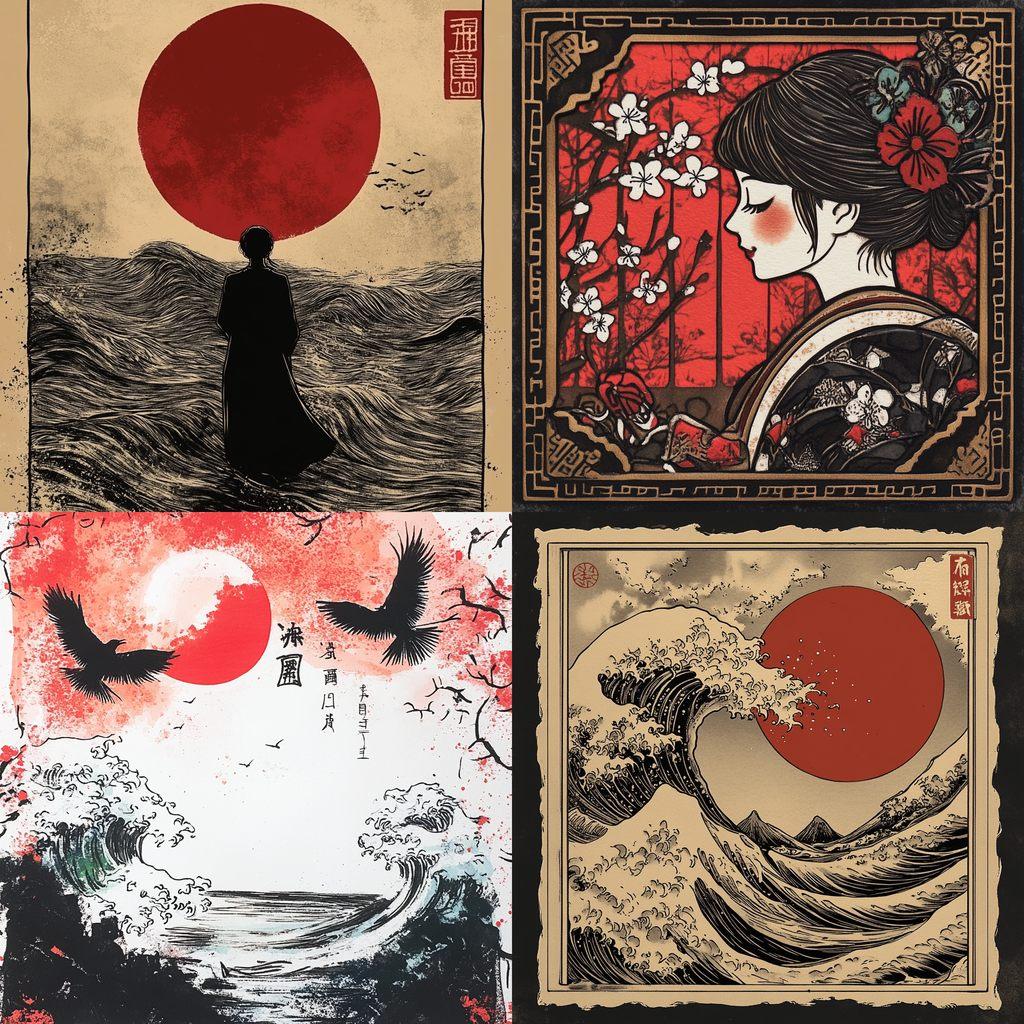 Hanafuda card style, Midjourney V6.1, render 1 of 4